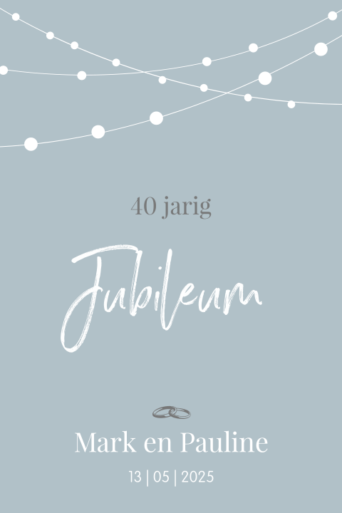 Jubileumkaart met slinger en ringen voor 40 jaar
